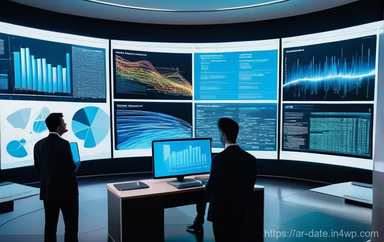 데이터 품질 관리의 ROI 측정 - **Prompt:** "A brightly lit, modern office environment. In the foreground, a diverse team of busines...