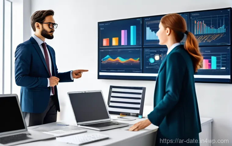 데이터 품질 관리와 고객 경험 - **Prompt 1: Visualizing Data Quality and Clarity**
    "A diverse group of business professionals, d...