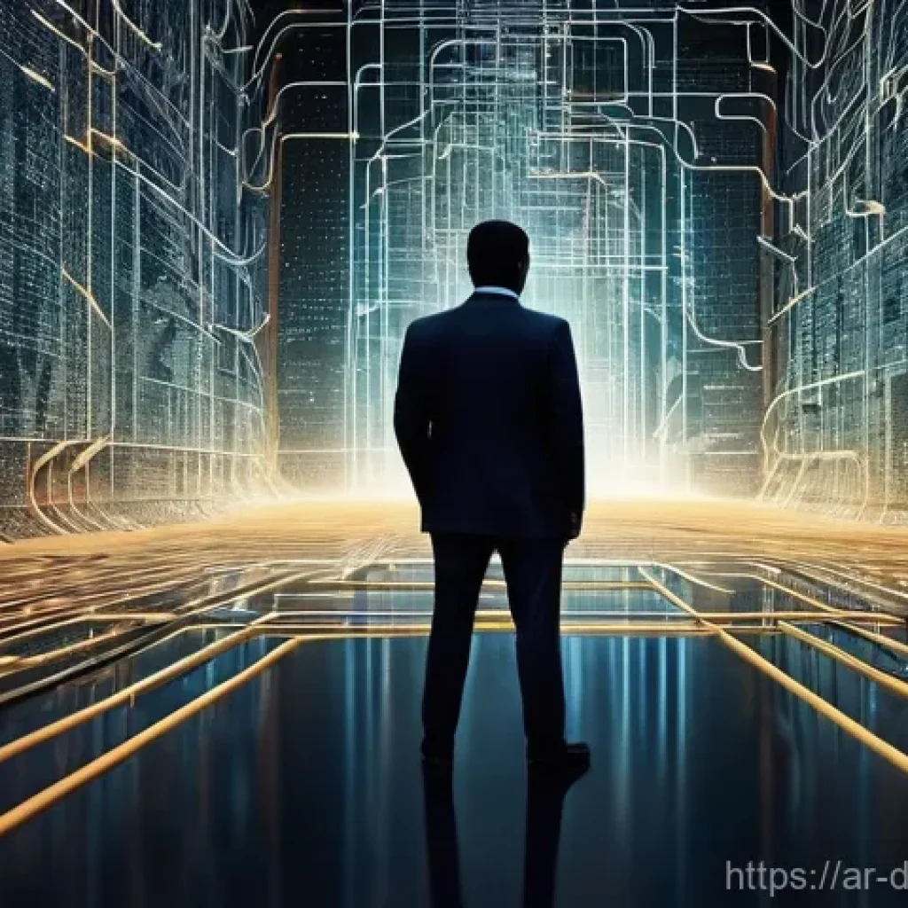 클라우드 기반 데이터 품질 관리 시스템 - **Prompt:** A male Arab business professional, mid-30s, dressed in a tailored modern suit, stands at...