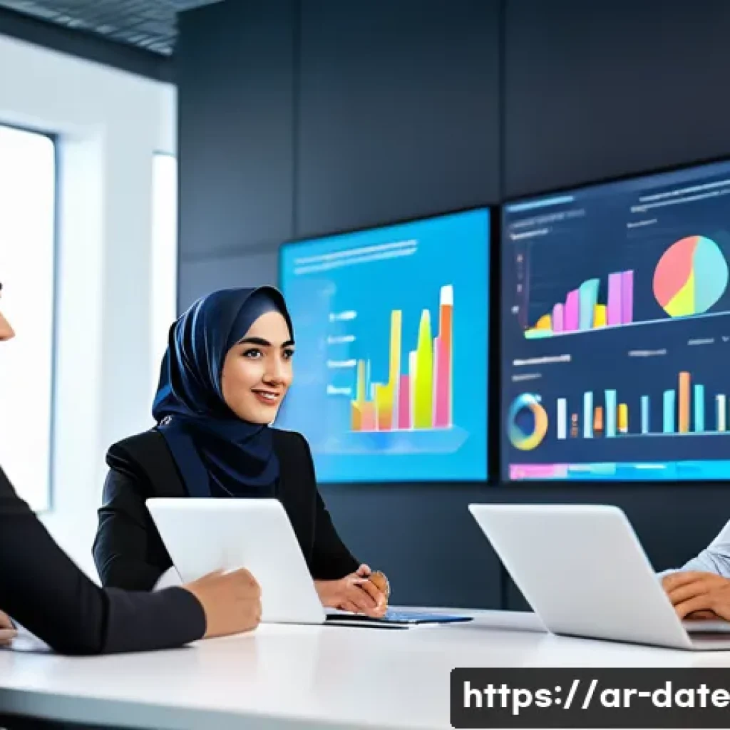 데이터 품질 검토 및 감사 절차 - A modern office environment featuring a diverse team of Arab professionals engaged in a collaborativ...