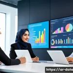 Home 22 데이터 품질 검토 및 감사 절차 - A modern office environment featuring a diverse team of Arab professionals engaged in a collaborativ...