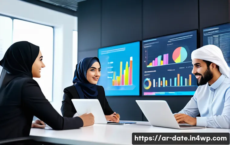 데이터 품질 검토 및 감사 절차 - A modern office environment featuring a diverse team of Arab professionals engaged in a collaborativ...