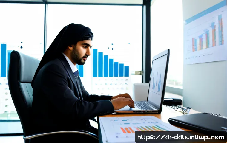 데이터 품질 문제의 원인 분석 - Photorealistic Gulf Arab data analyst in modest professional attire at a clean modern office desk, c...