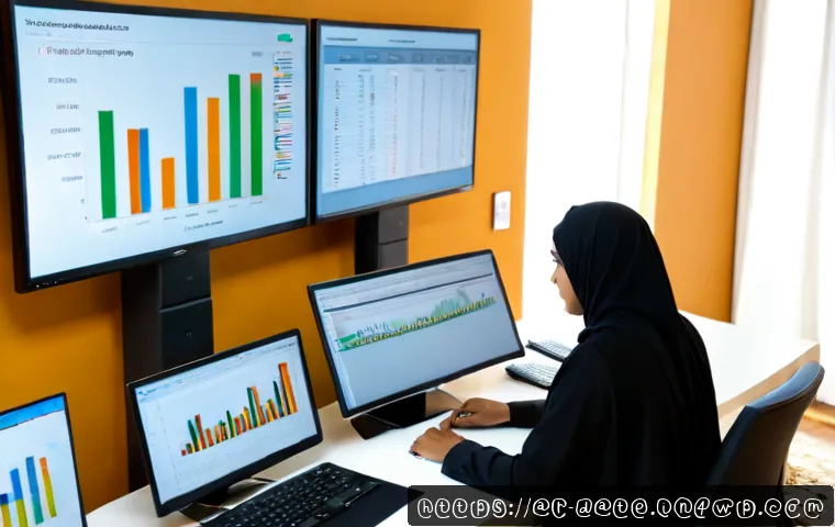 데이터 품질 관리 시스템의 장점 - Photorealistic modern data quality management workspace in a Gulf-region business office, Arab profe...